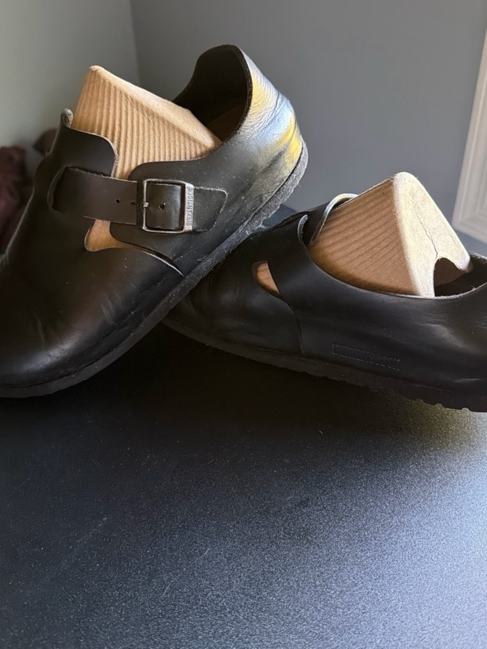 Birkenstock London Black Leather Clogs